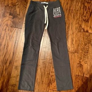 Aeropostale aero slim fitted grey logo sweatpants